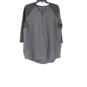 lululmeon women's M/L 1/2 zip 3/4 sleeve athletic top‎ pullover gray black